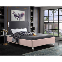 Meridian Ghost Pink Velvet King Bed