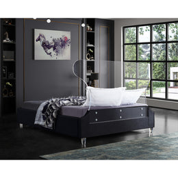 Meridian Ghost Black Velvet Queen Bed