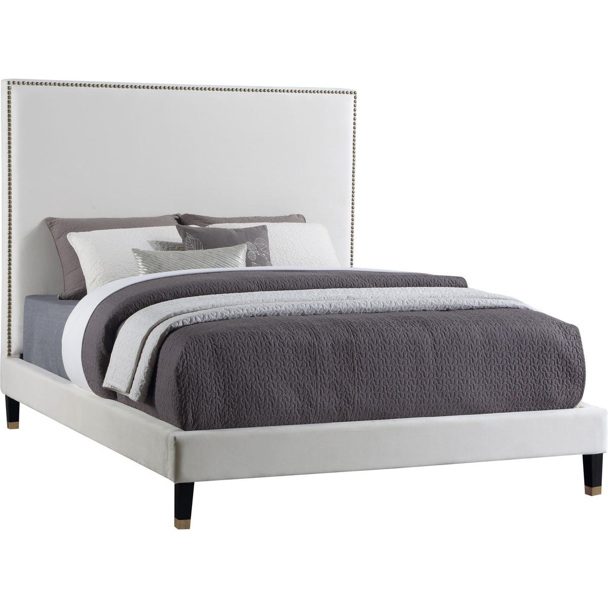 Meridian Harlie Cream Velvet Full Bed
