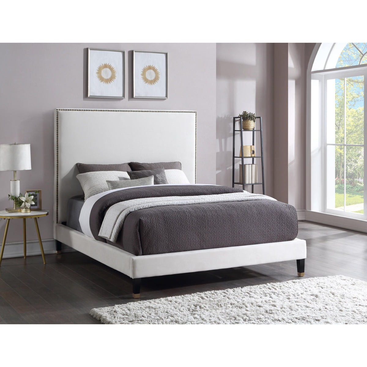 Meridian Harlie Cream Velvet Full Bed