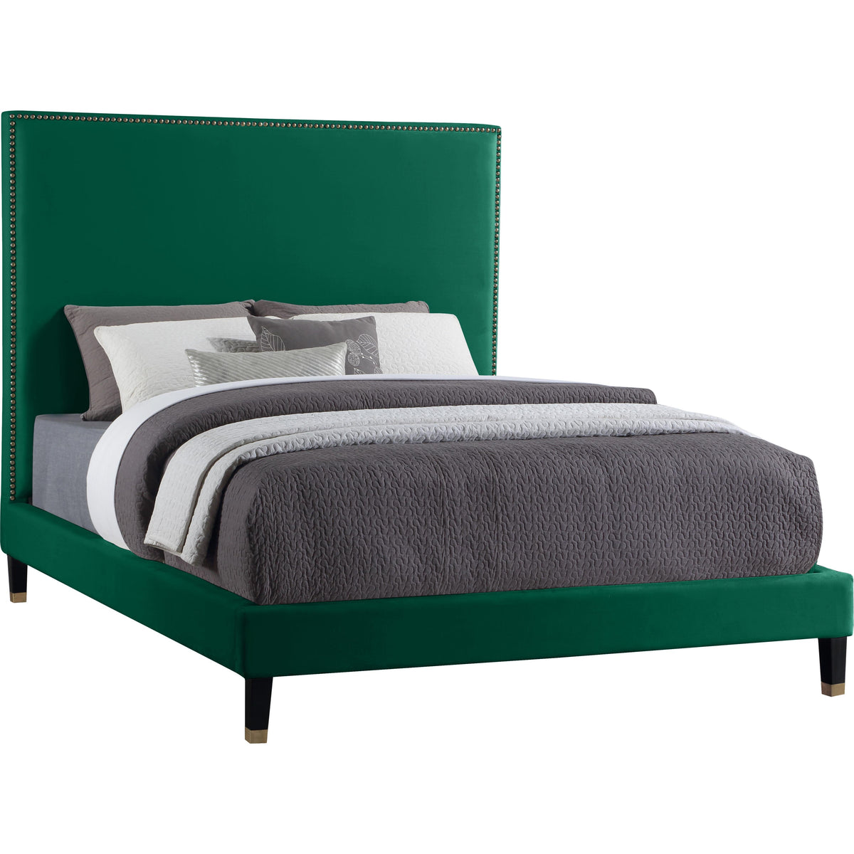 Meridian Harlie Green Velvet Full Bed