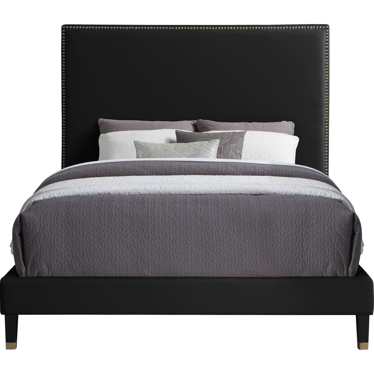 Meridian Harlie Black Velvet King Bed