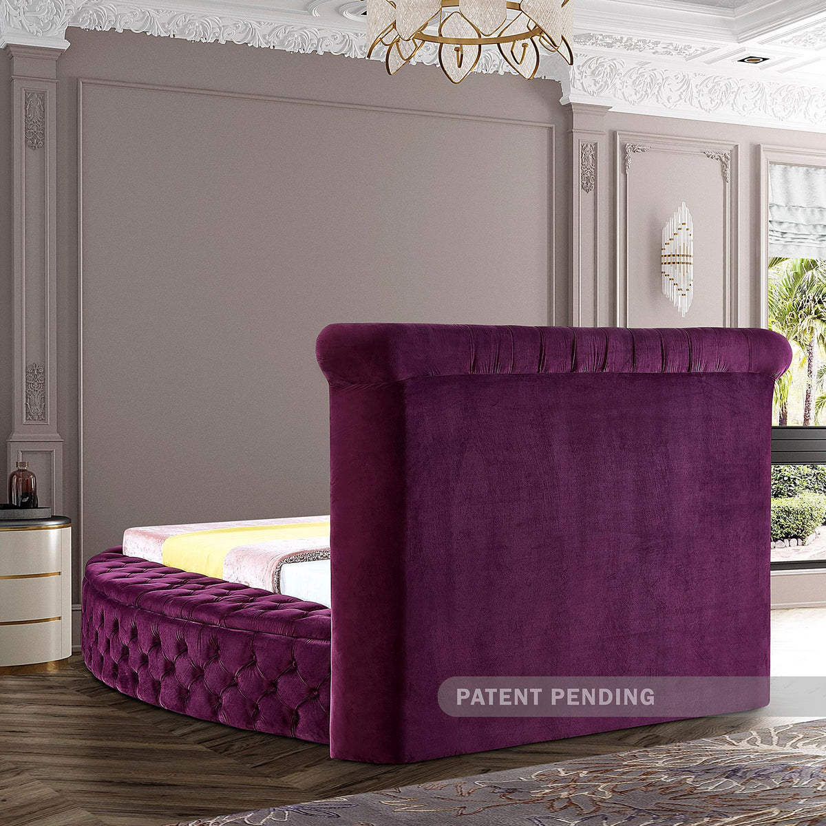 Meridian Luxus Purple Velvet King Bed