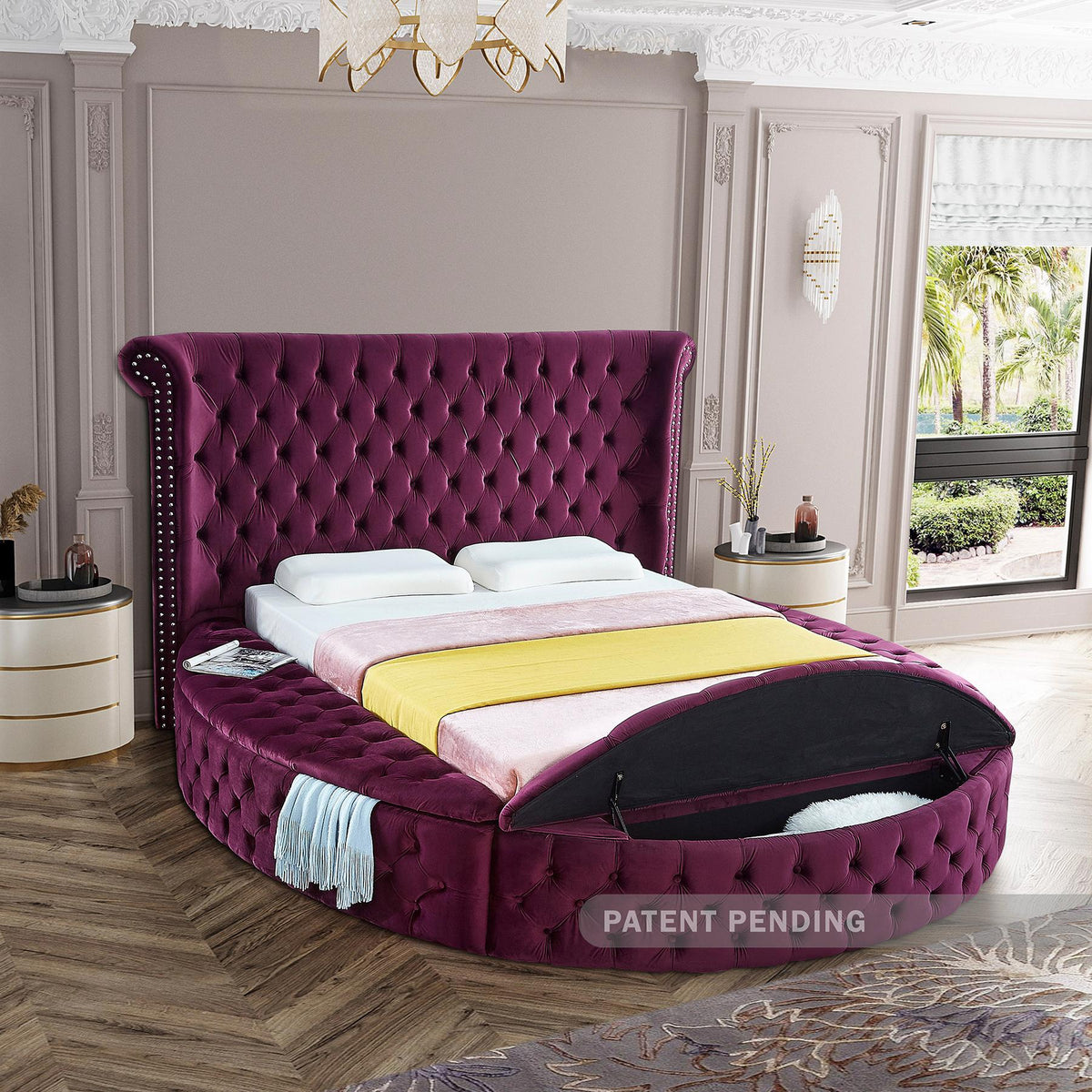 Meridian Luxus Purple Velvet King Bed
