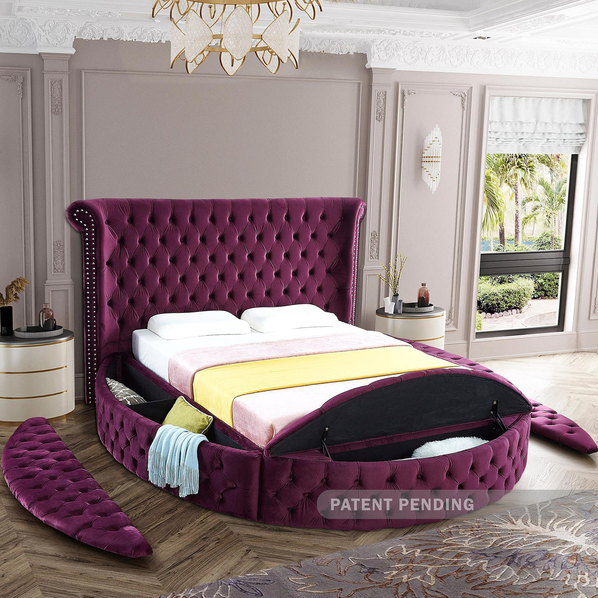 Meridian Luxus Purple Velvet King Bed