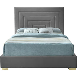 Meridian Nora Grey Velvet Full Bed