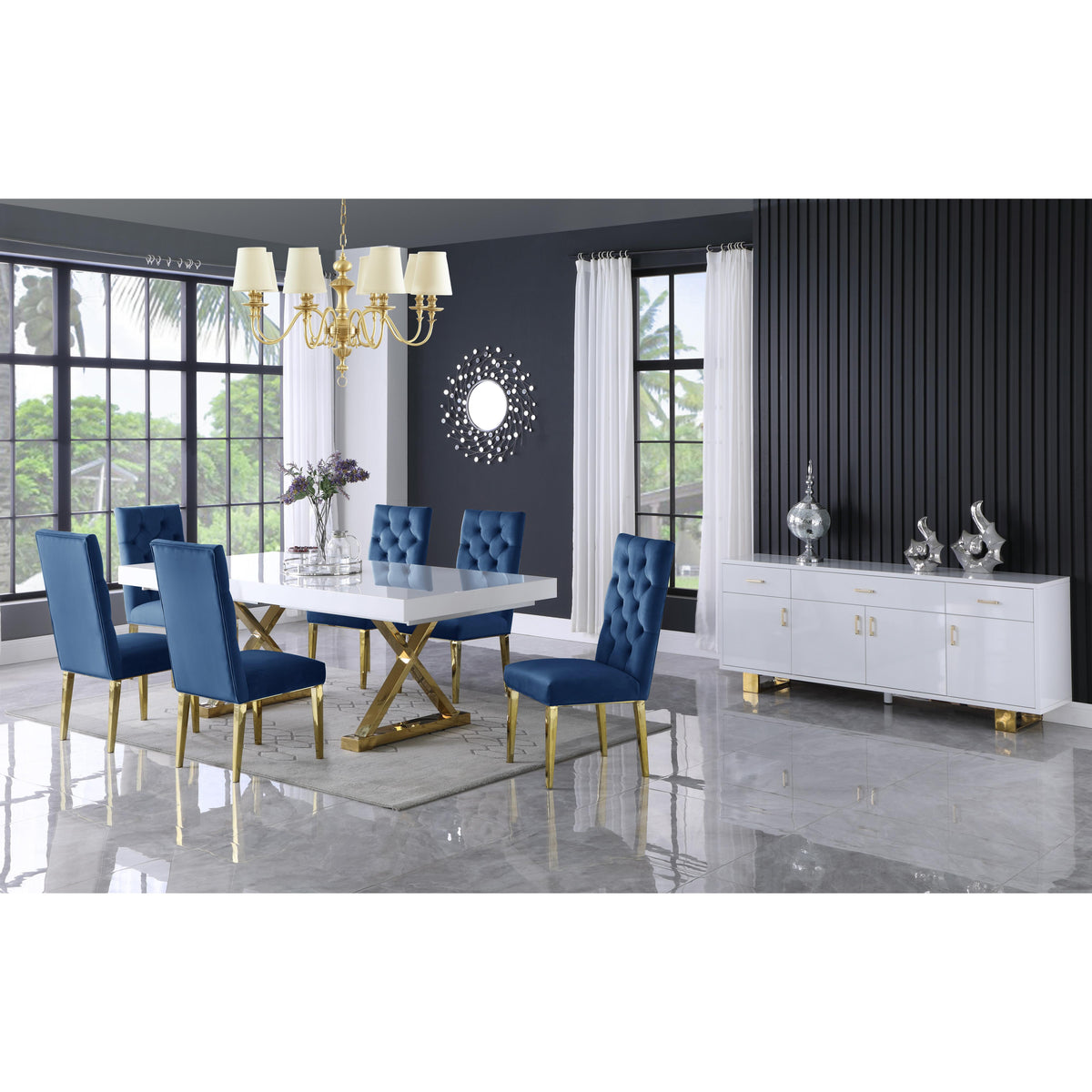 Meridian Excel White Lacquer Extendable Dining Table (3 Boxes)