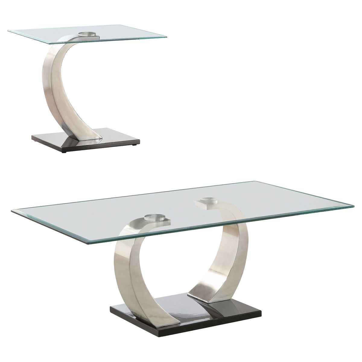 Pruitt  Coffee and End Table Set Satin Silver