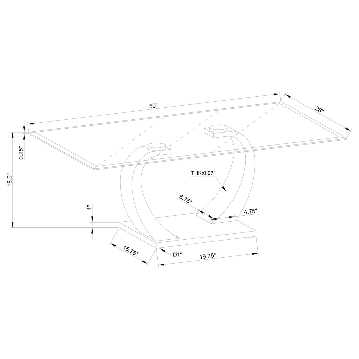 Pruitt Rectangular Glass Top Metal Coffee Table Satin Silver
