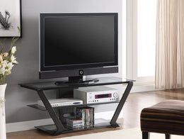 Donlyn 2-tier Metal 50-inch TV Stand with Glass Shelves Black