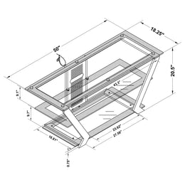 Donlyn 2-tier Metal 50-inch TV Stand with Glass Shelves Black