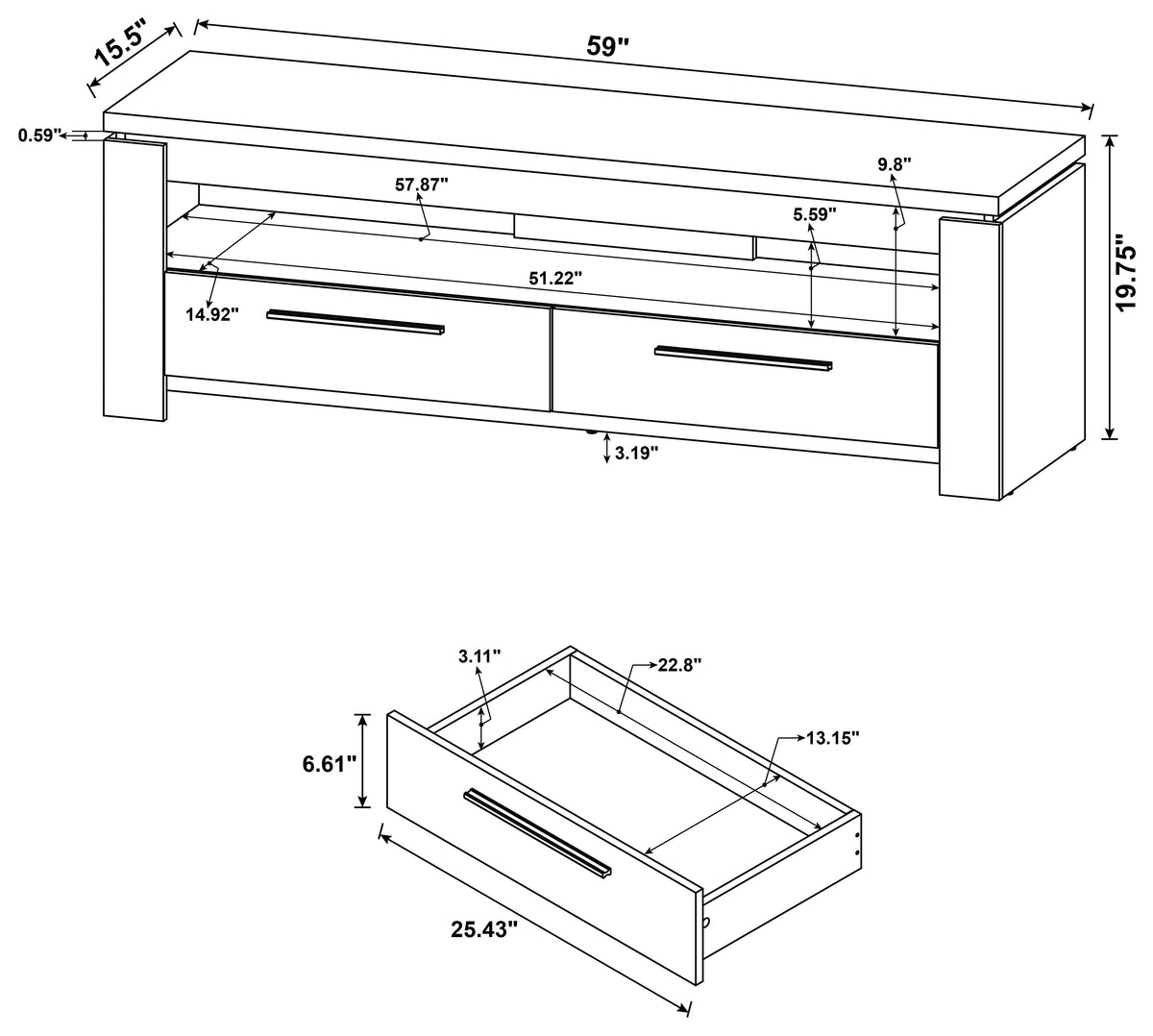 Elkton 2-drawer Engineered Wood 59-inch TV Stand Mango