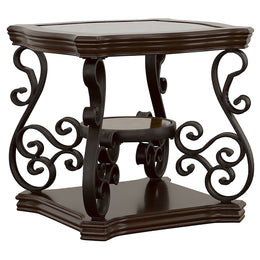Laney 1-shelf Glass Top Rectangular End Table Deep Merlot