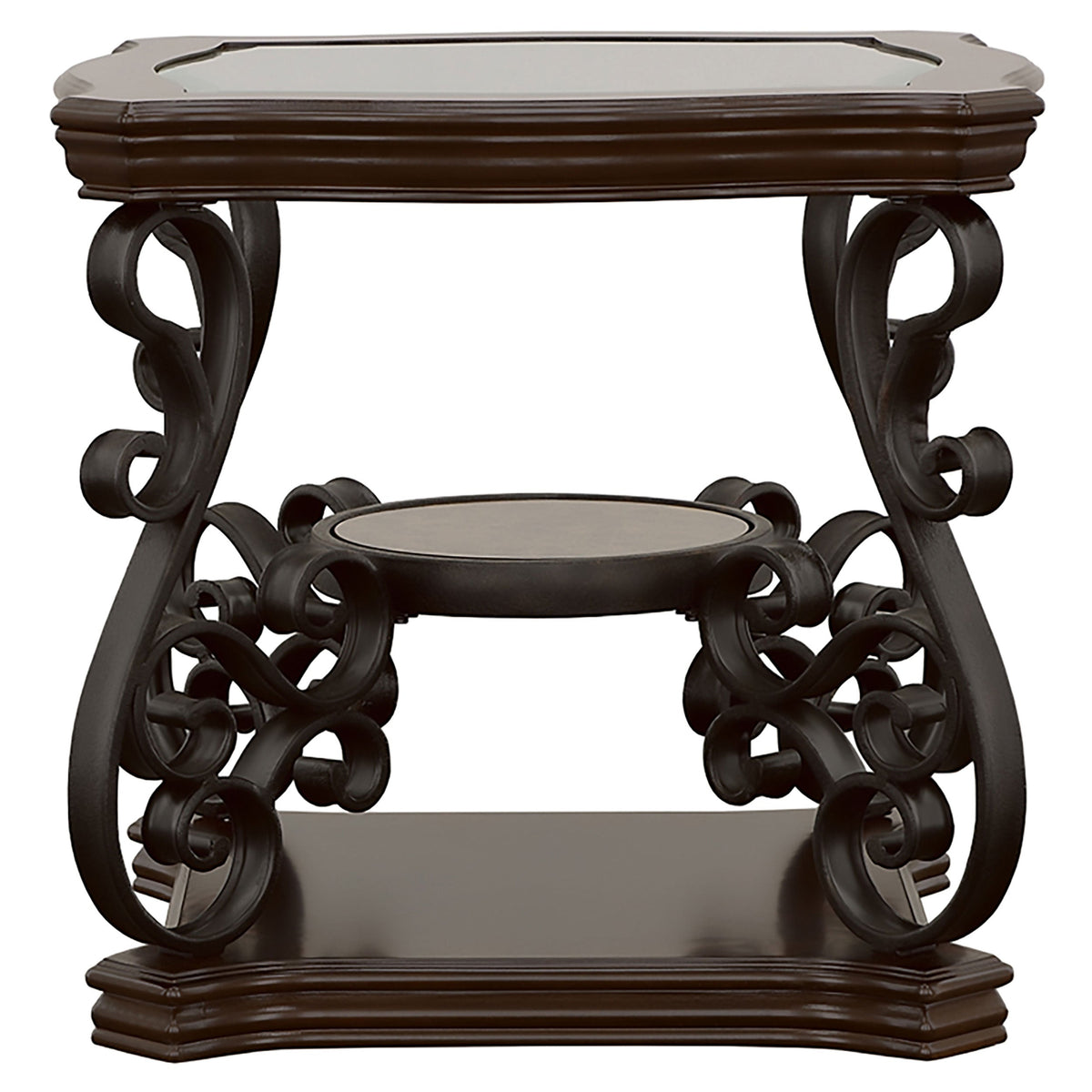 Laney 1-shelf Glass Top Rectangular End Table Deep Merlot