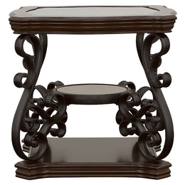 Laney 1-shelf Glass Top Rectangular End Table Deep Merlot