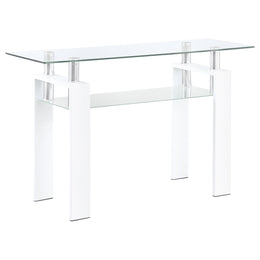 Dyer Rectangular Glass Top Entryway Sofa Console Table Black