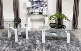 Dyer Rectangular Glass Top Entryway Sofa Console Table Black
