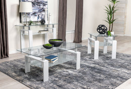 Dyer Rectangular Glass Top Entryway Sofa Console Table Black