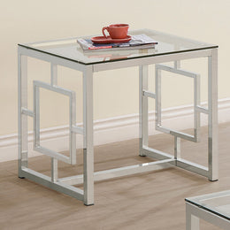 Merced Square Glass Top Side End Table Nickel