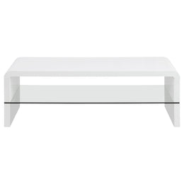Airell Rectangular Coffee Table with Shelf White High Gloss