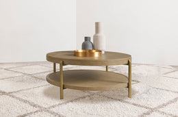 Arini Round Coffee Table With Storage Shelf