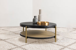 Arini Round Coffee Table With Storage Shelf