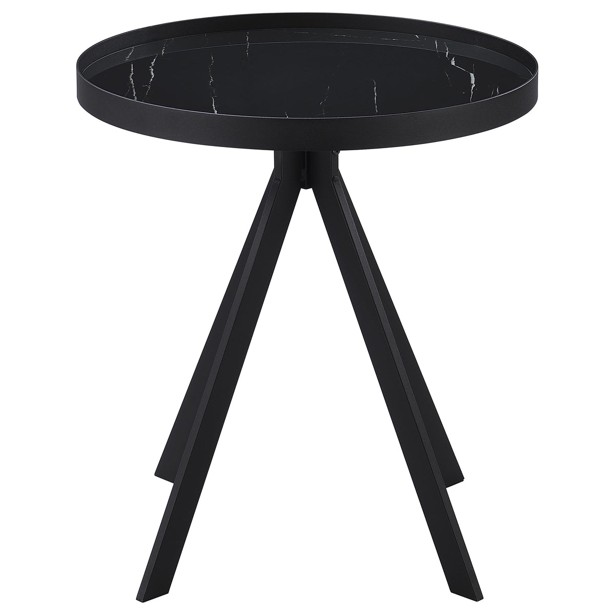 Briggs Round Marble Printed Glass Top End Side Table White