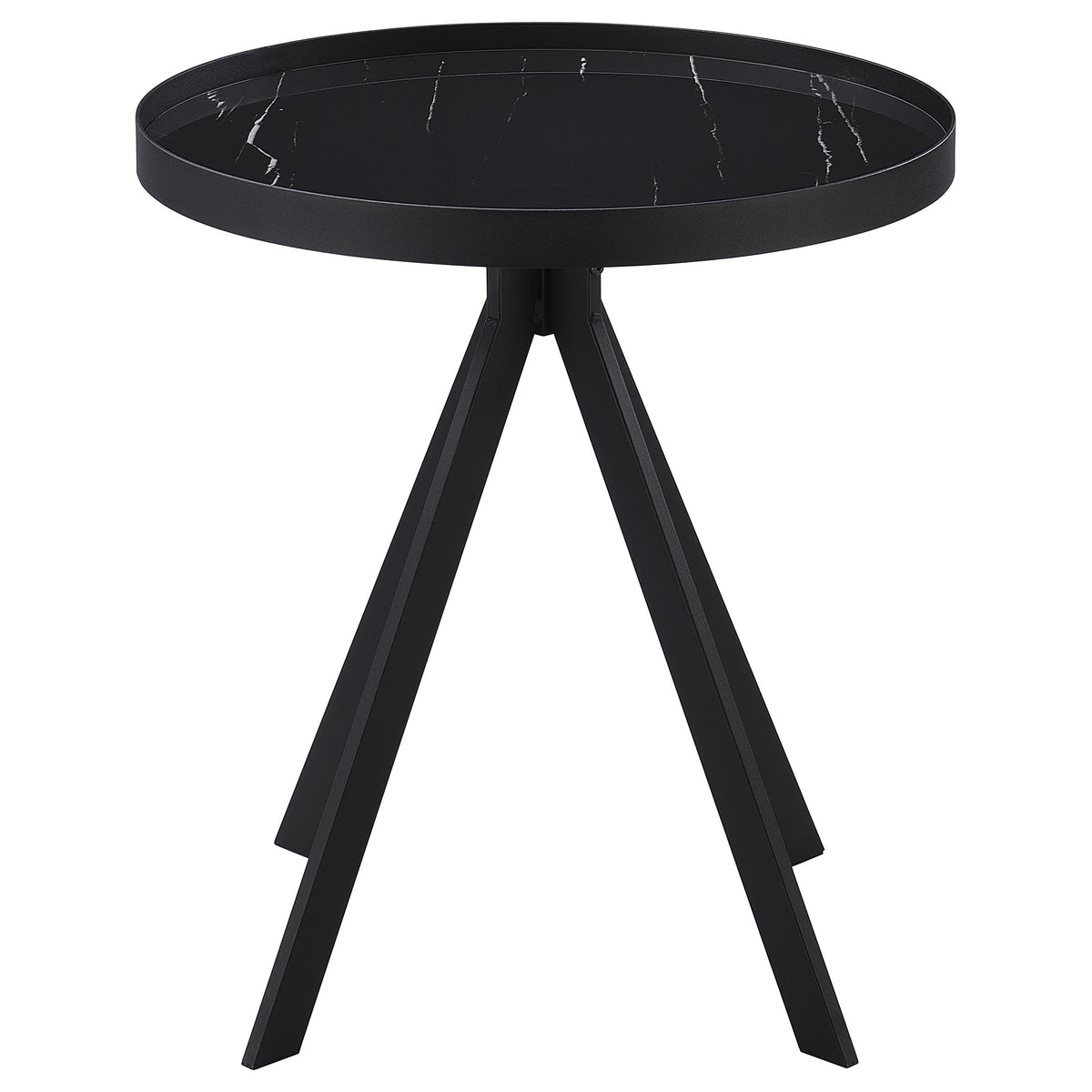 Briggs Round Marble Printed Glass Top End Side Table White