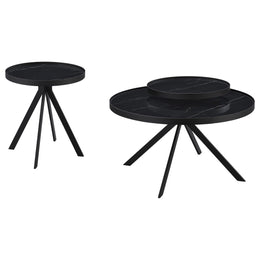 Briggs  Round Coffee and End Table Set Black