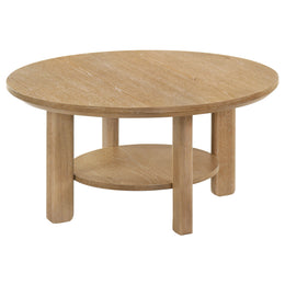 Ottowa 36-inch Round Wood Cocktail Coffee Table Light Oak