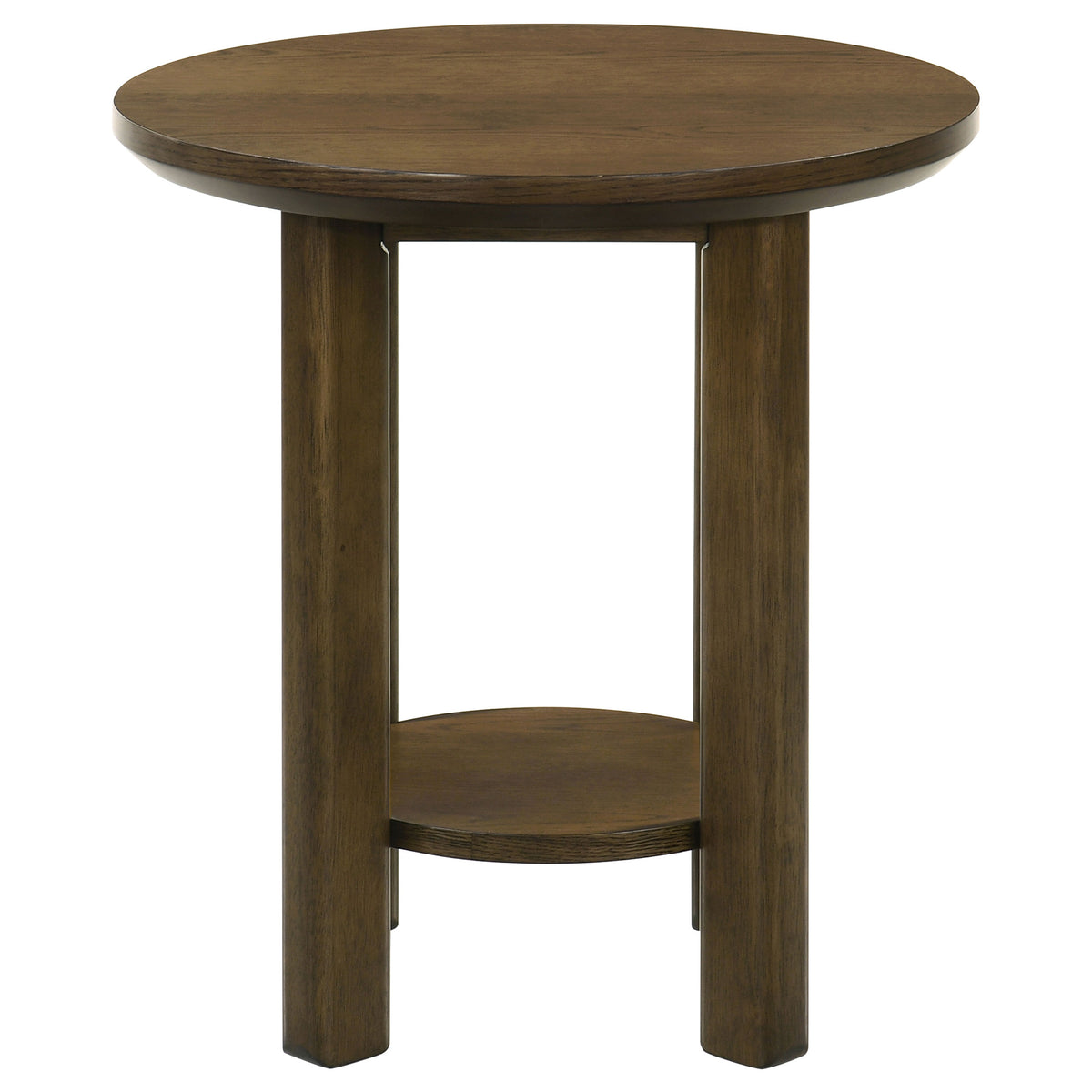 Ottowa Round Wood Side End Table with Shelf Brown