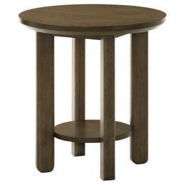 Ottowa Round Wood Side End Table with Shelf Brown
