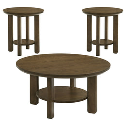 Ottowa  Round Wood Coffee Table Set Brown