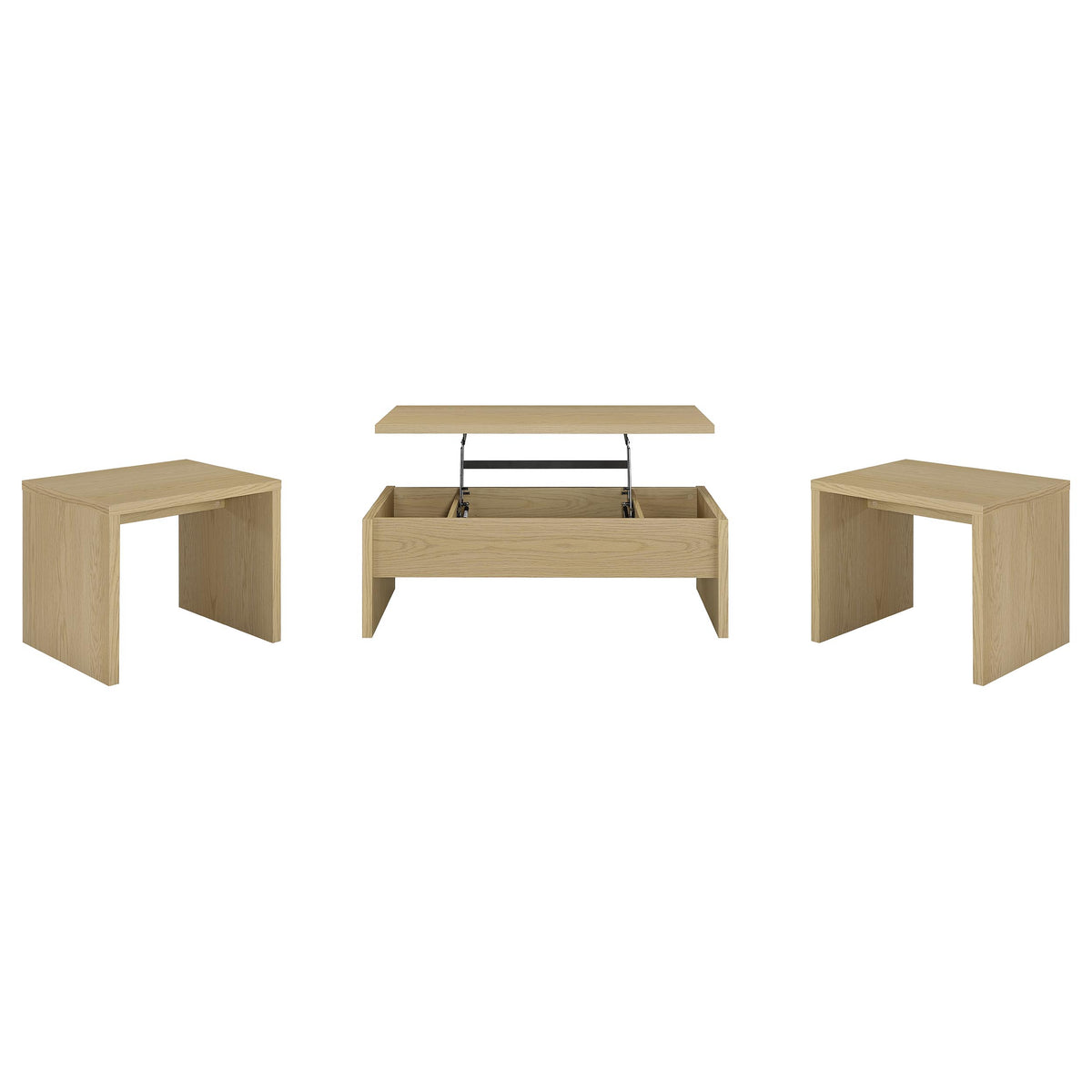 Canoga Lift Top Cocktail Coffee Table Set Light Oak