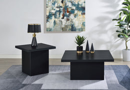 Devar Square Cocktail Coffee End Table Set Black