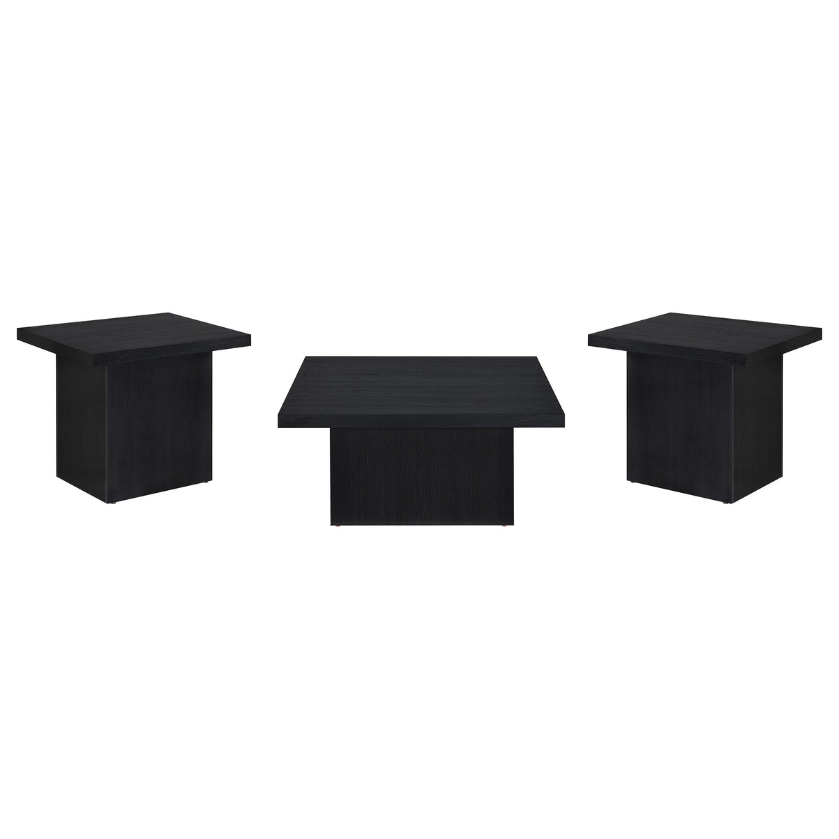 Devar Square Cocktail Coffee End Table Set Black