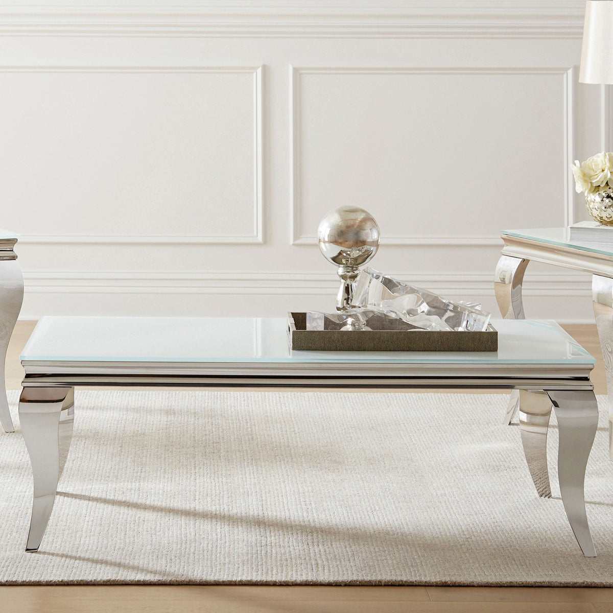 Carone Rectangular Glass Top Coffee Table Black and Chrome