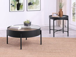 Ozella  Round Coffee and End Table Set Sandy Black