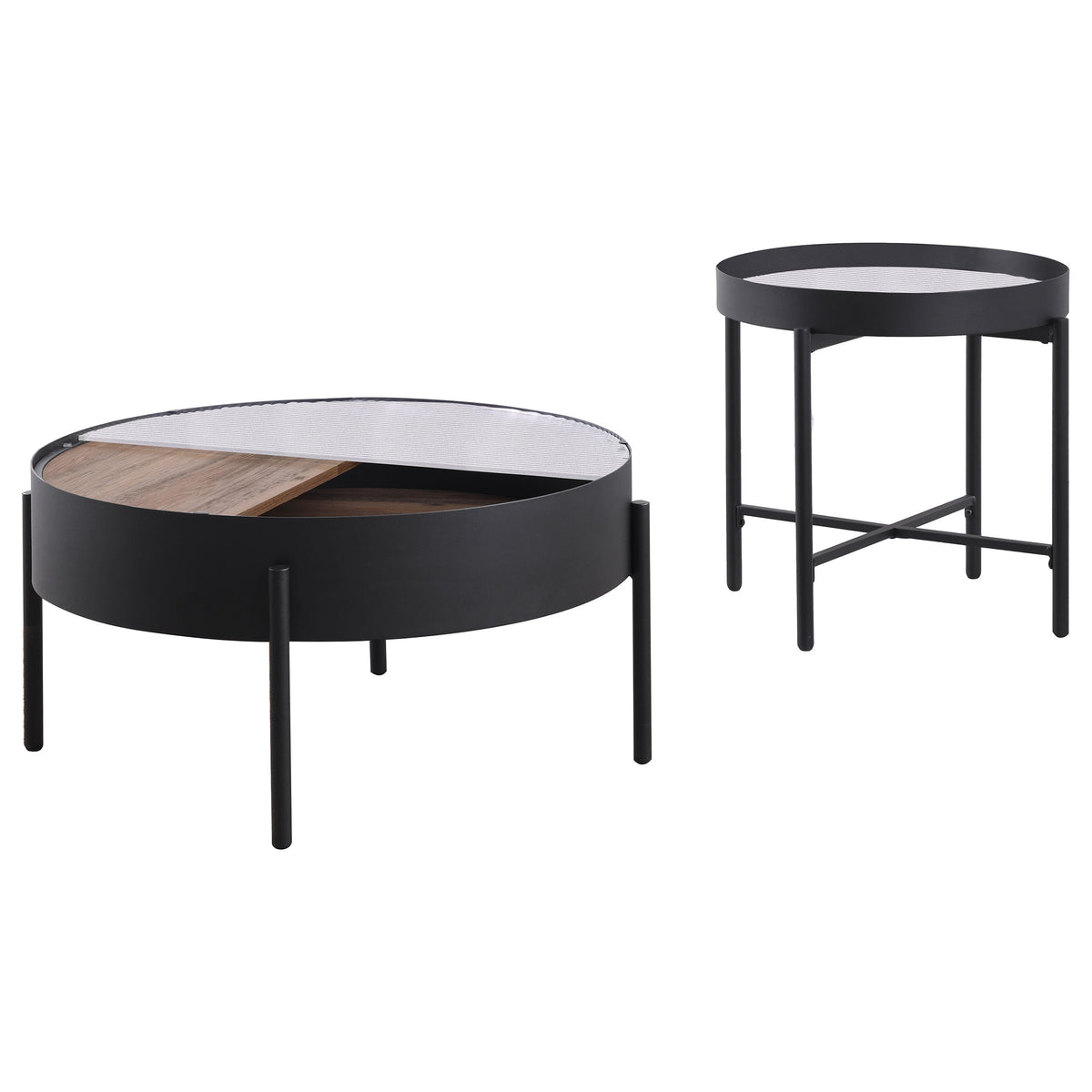 Ozella  Round Coffee and End Table Set Sandy Black