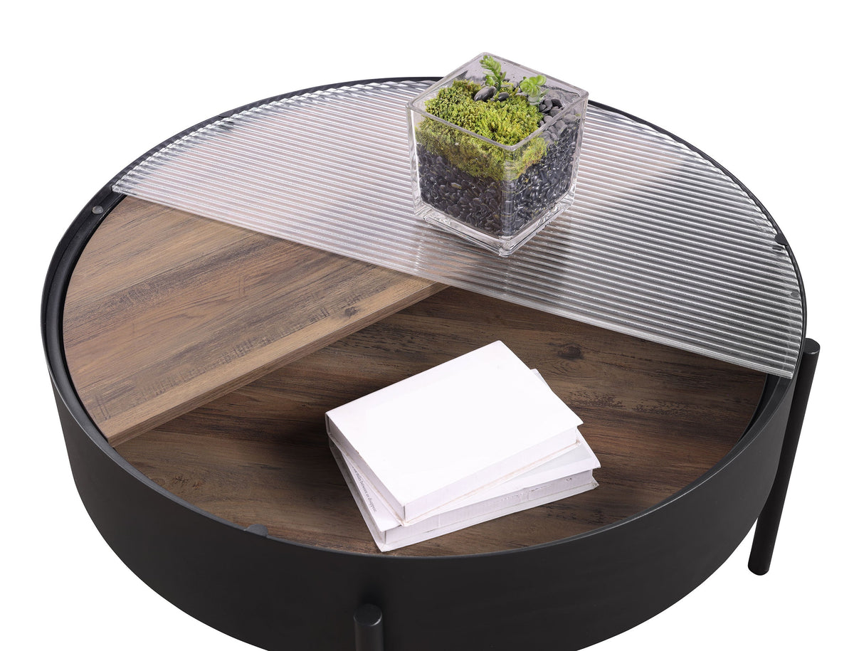 Ozella  Round Coffee and End Table Set Sandy Black