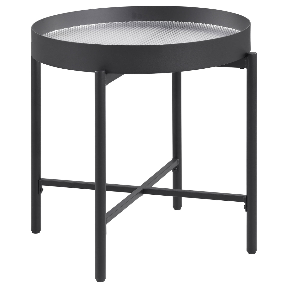 Ozella  Round Coffee and End Table Set Sandy Black