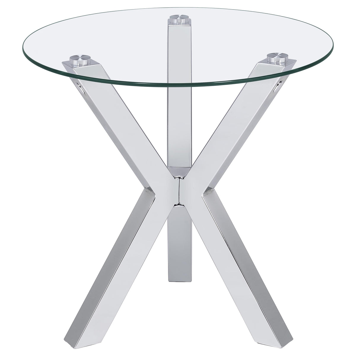 Kenzie  Round Coffee and End Table Set Chrome