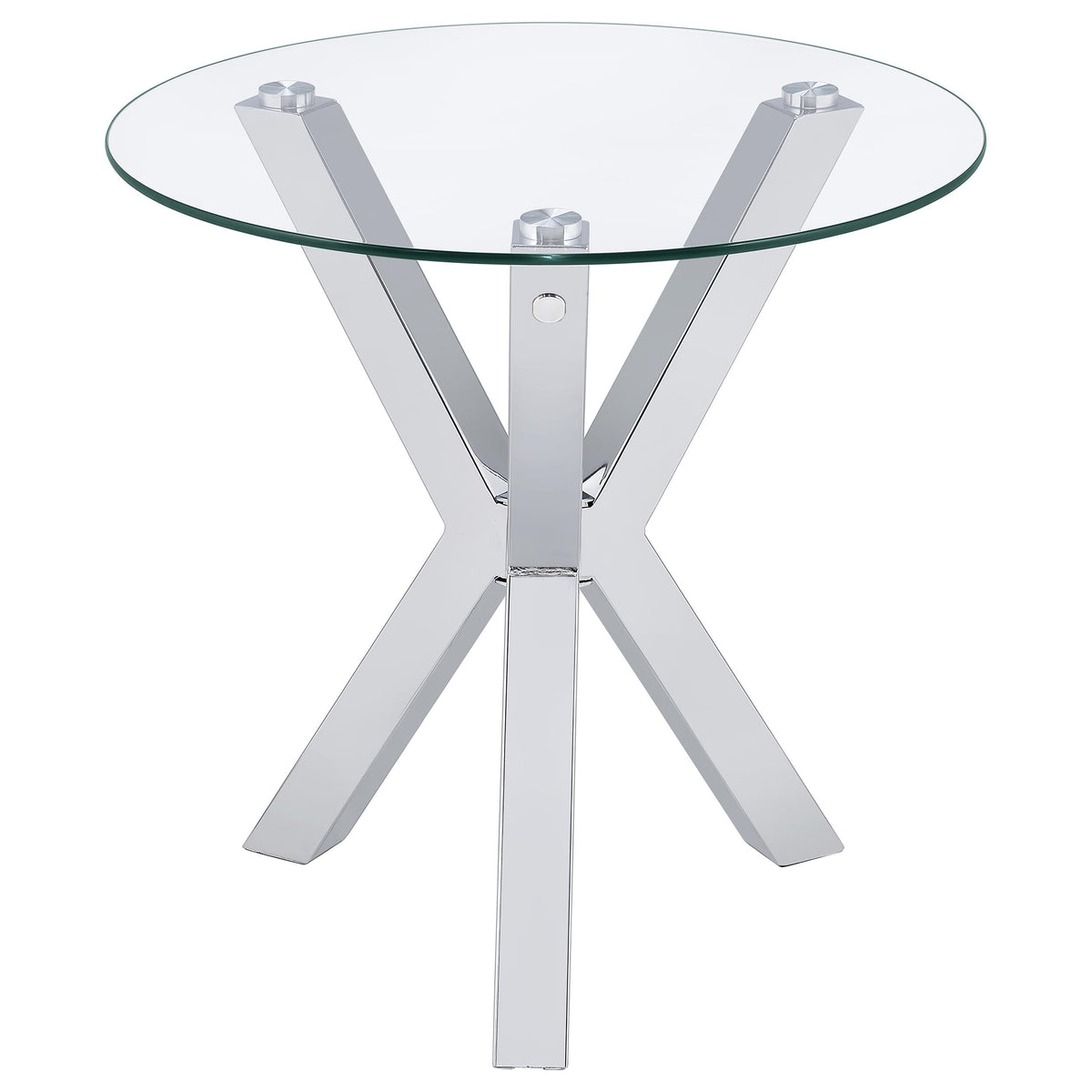 Kenzie  Round Coffee and End Table Set Chrome