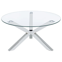 Kenzie  Round Coffee and End Table Set Chrome