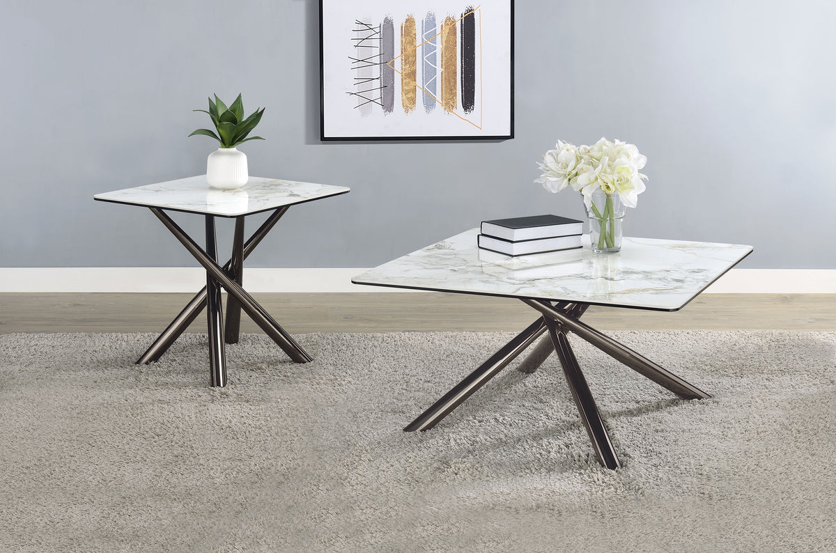 Carvell  Square Coffee and End Table Set Mirage White