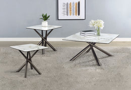 Carvell  Square Coffee and End Table Set Mirage White