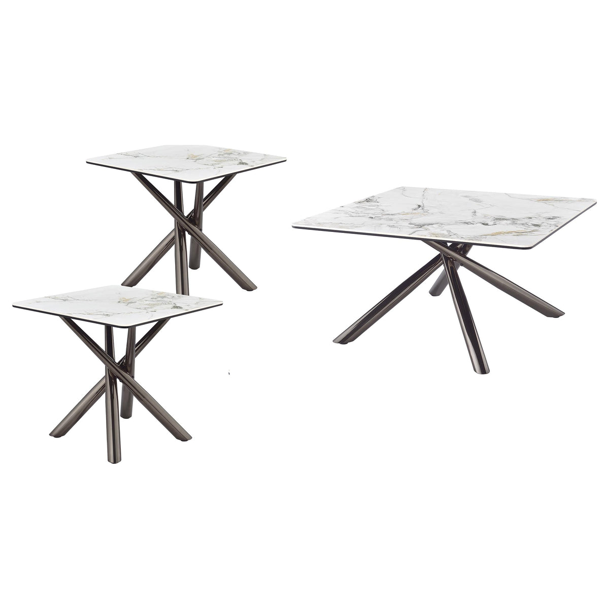 Carvell  Square Coffee and End Table Set Mirage White