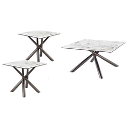 Carvell  Square Coffee and End Table Set Mirage White