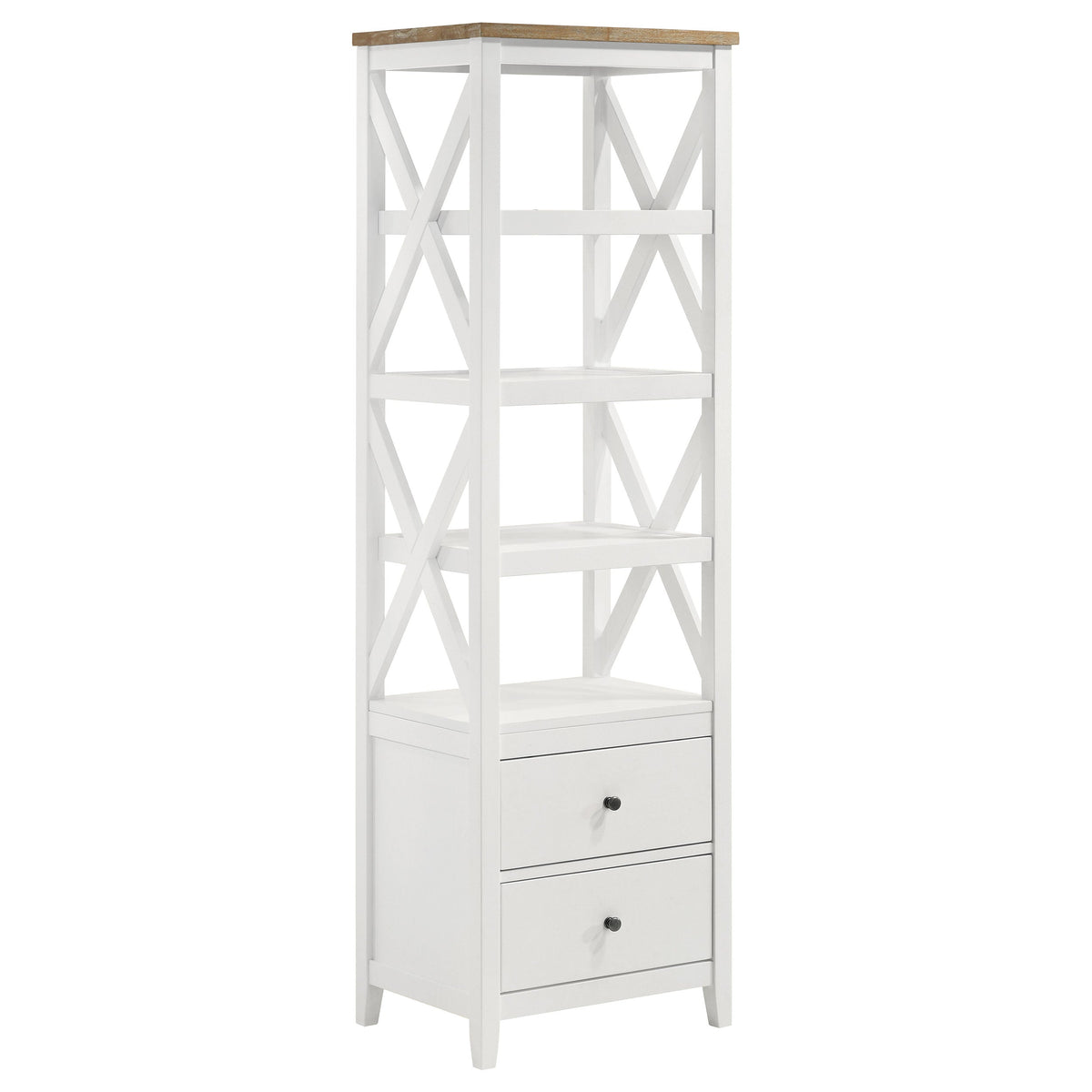 Hollis 2-door Wood 67-inch TV Stand with Drawer Brown and White