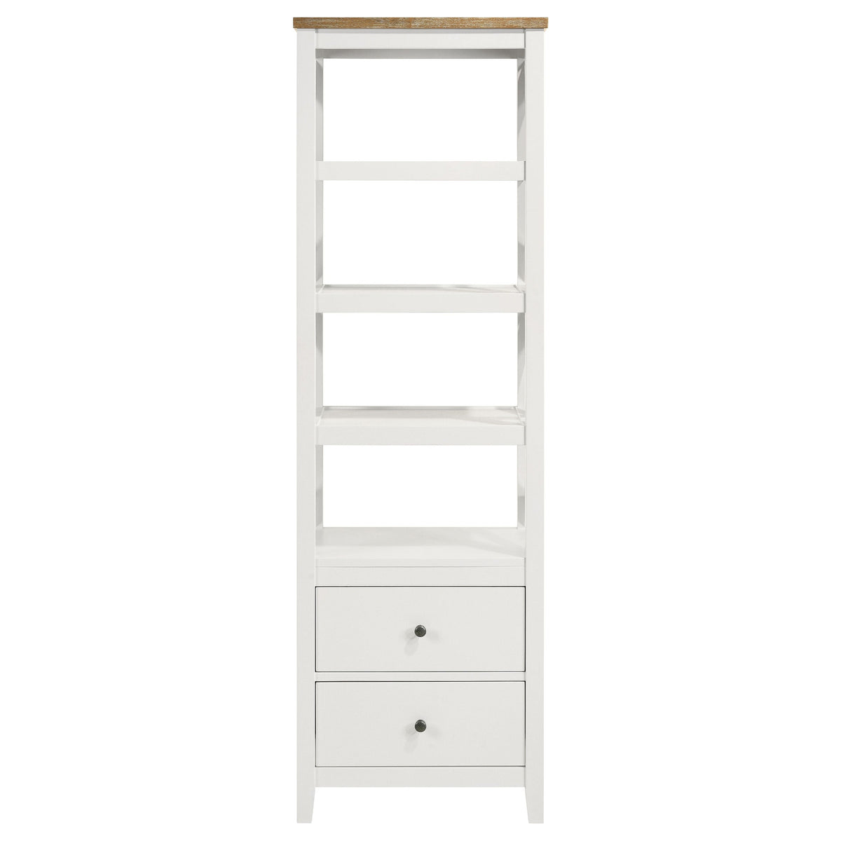 Hollis 2-door Wood 67-inch TV Stand with Drawer Brown and White